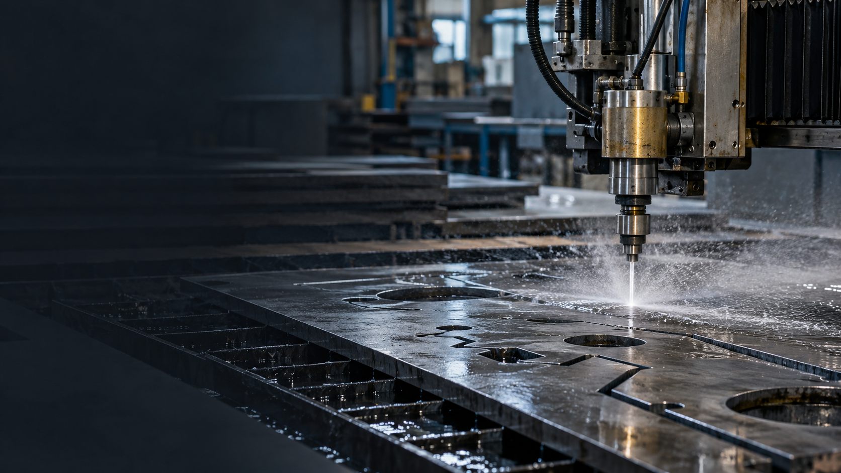 Precision fabrication equipment in a working shop